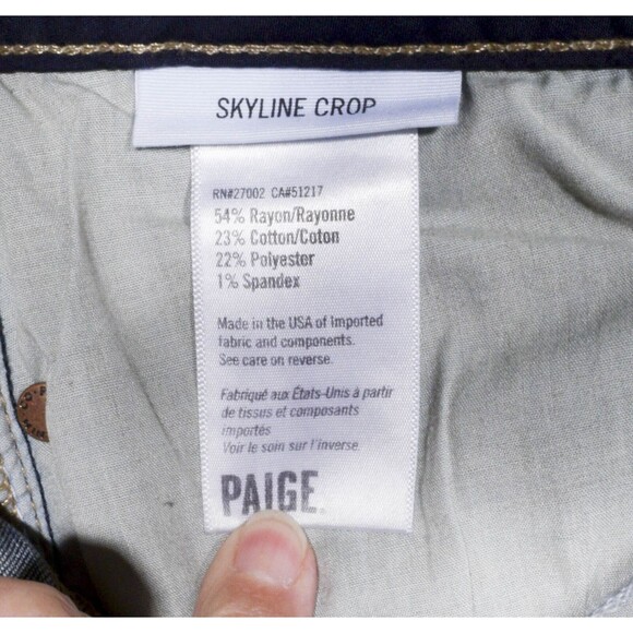 Paige Skyline Crop Jeans - Distressed - Cuffed -  Size 31 - Picture 4 of 4